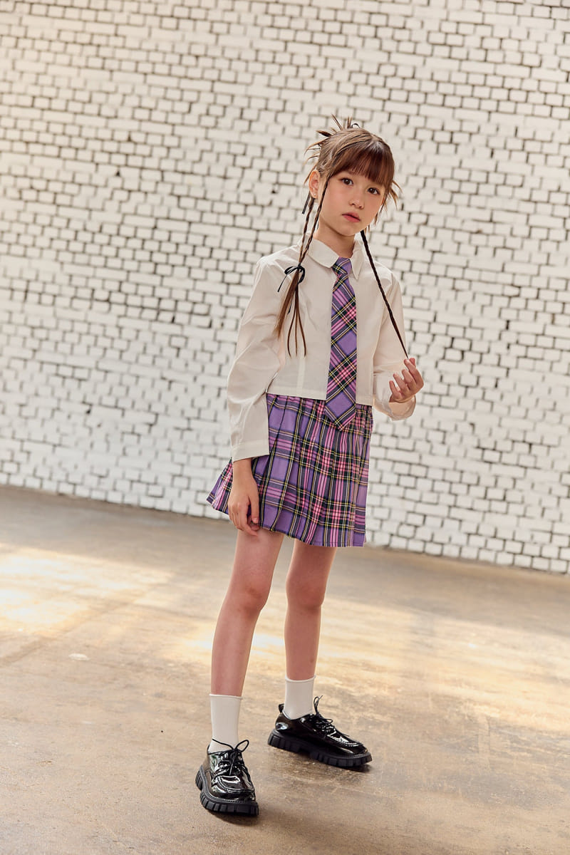 Lilas - Korean Children Fashion - #kidsshorts - Check Wrinkle Skirt - 3