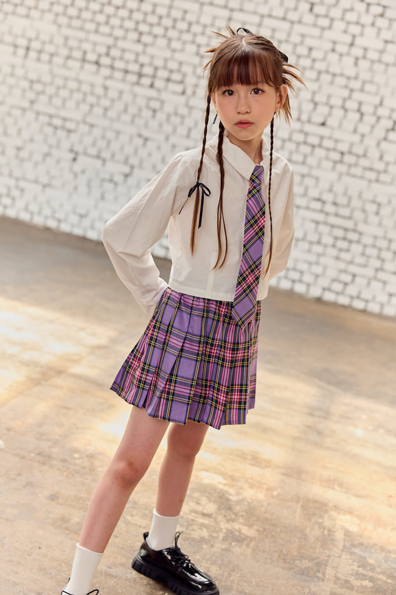 Lilas - Korean Children Fashion - #kidsshorts - Check Wrinkle Skirt - 4
