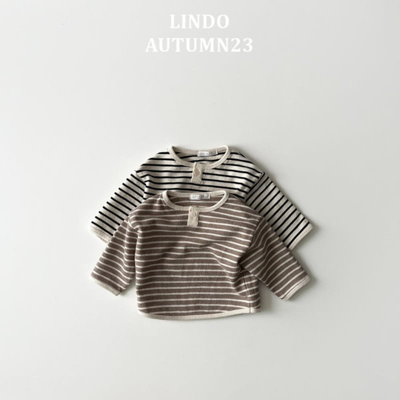 Lindo - Korean Children Fashion - #Kfashion4kids - One Button Stripes Tee