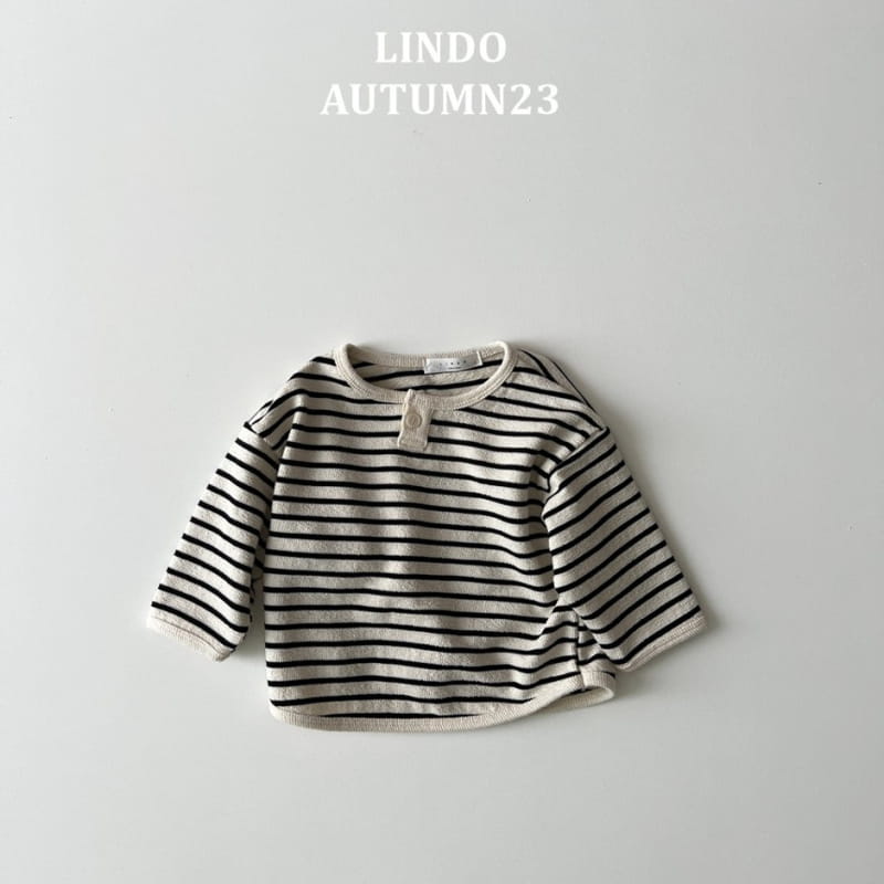 Lindo - Korean Children Fashion - #littlefashionista - One Button Stripes Tee - 2