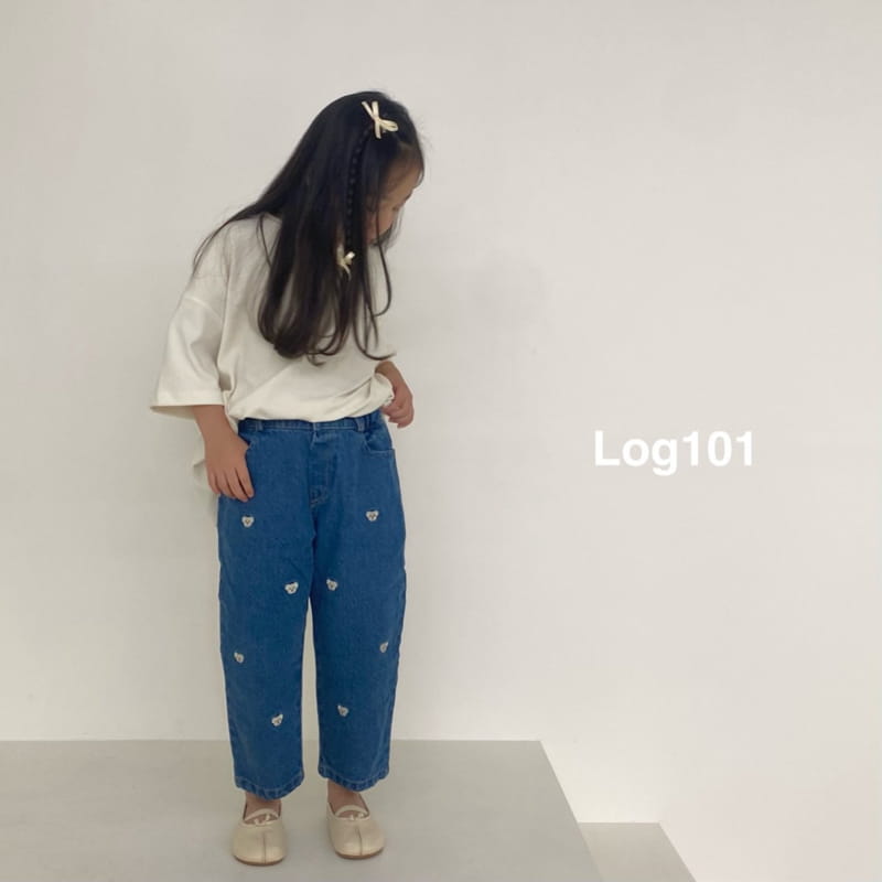 Log101 - Korean Children Fashion - #kidzfashiontrend - Bear Embrodiery Jeans - 4