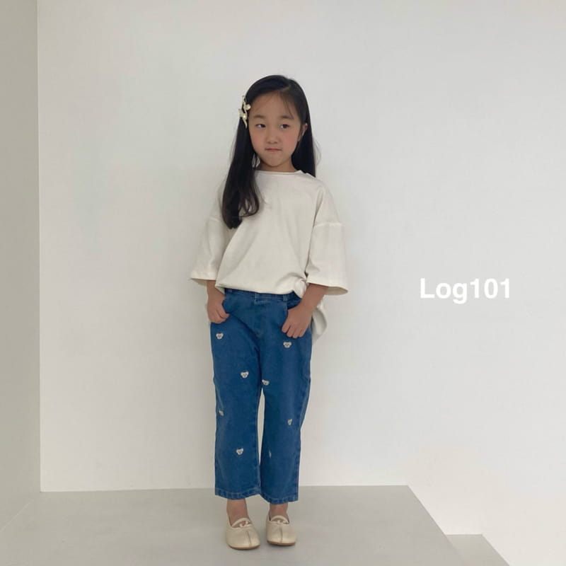Log101 - Korean Children Fashion - #kidsstore - Bear Embrodiery Jeans - 2