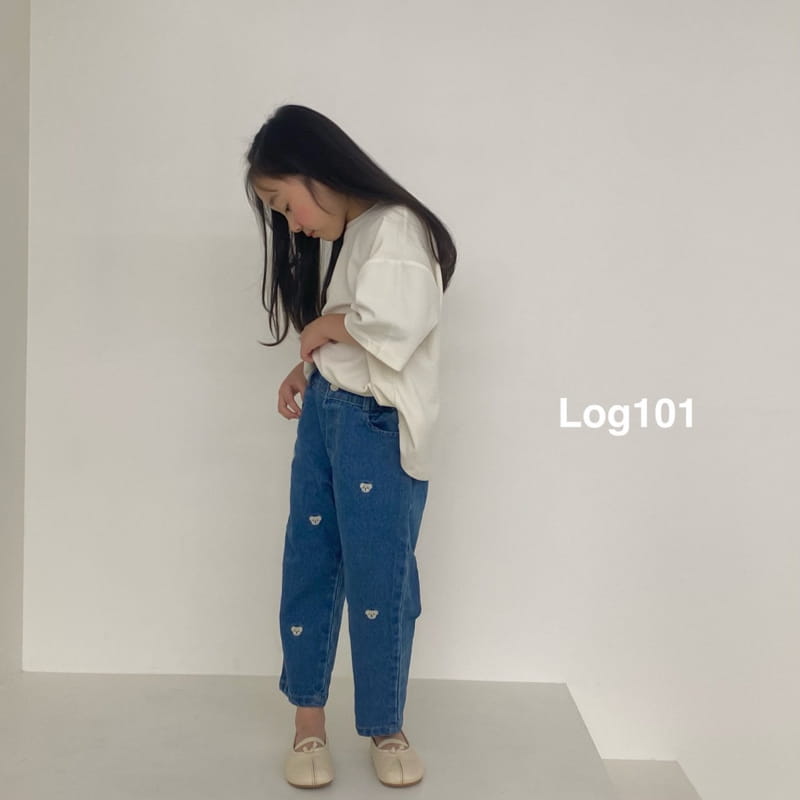 Log101 - Korean Children Fashion - #kidzfashiontrend - Bear Embrodiery Jeans - 3