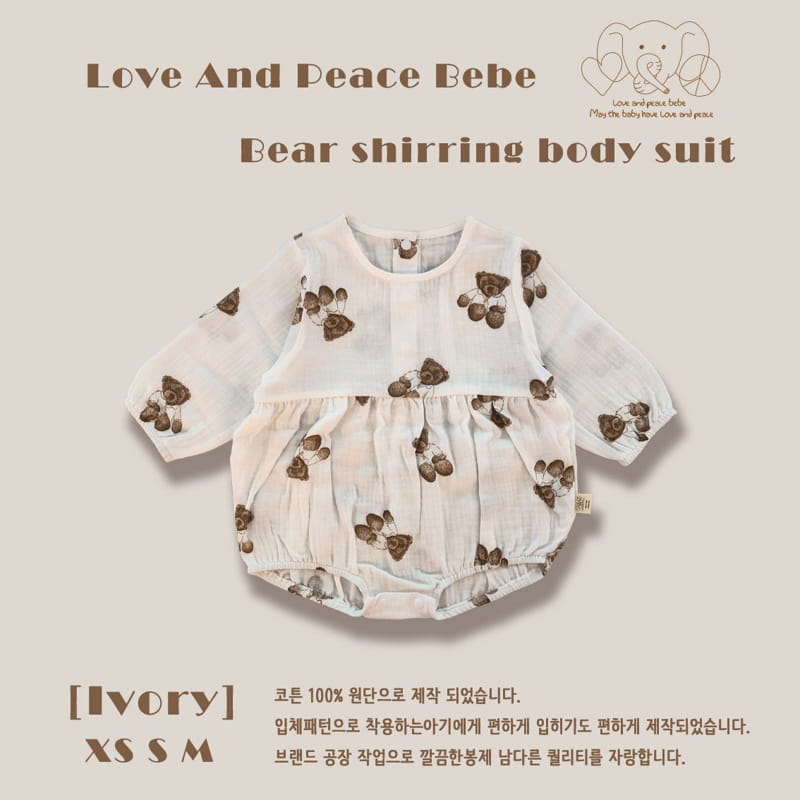 Love And Peace - Korean Baby Fashion - #babyboutique - Bear Shirring Bodysuit - 5