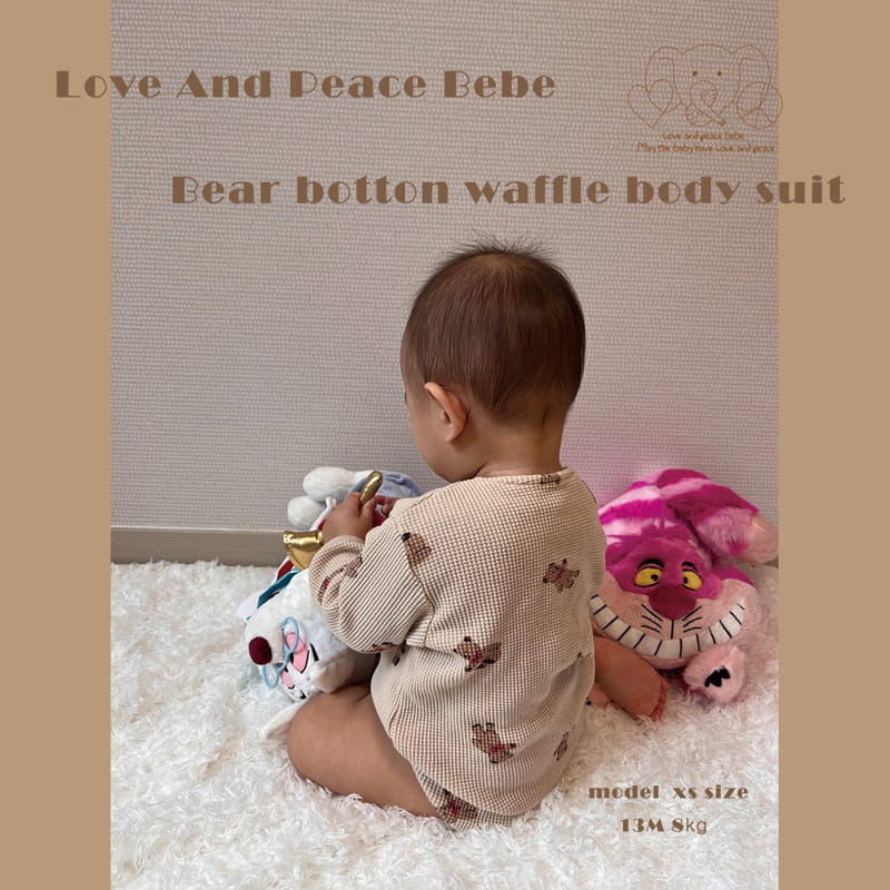Love And Peace - Korean Baby Fashion - #babyboutique - Bear Waffle Bodysuit - 4