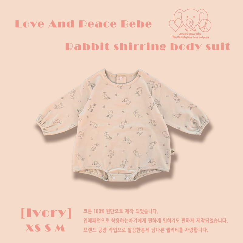 Love And Peace - Korean Baby Fashion - #babyboutique - Rabbit Shirring Bodysuit - 2