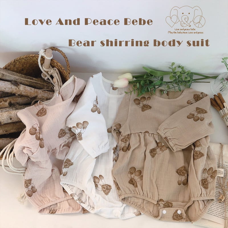Love And Peace - Korean Baby Fashion - #babyclothing - Bear Shirring Bodysuit - 7