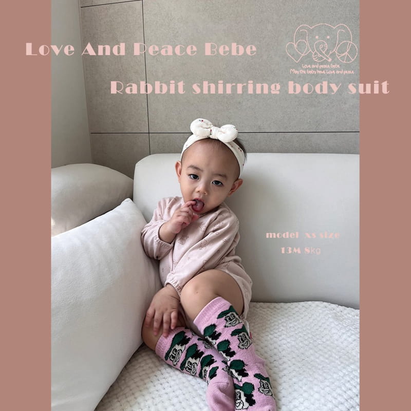 Love And Peace - Korean Baby Fashion - #babyfashion - Rabbit Shirring Bodysuit - 6