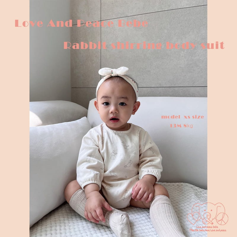 Love And Peace - Korean Baby Fashion - #babygirlfashion - Rabbit Shirring Bodysuit - 8