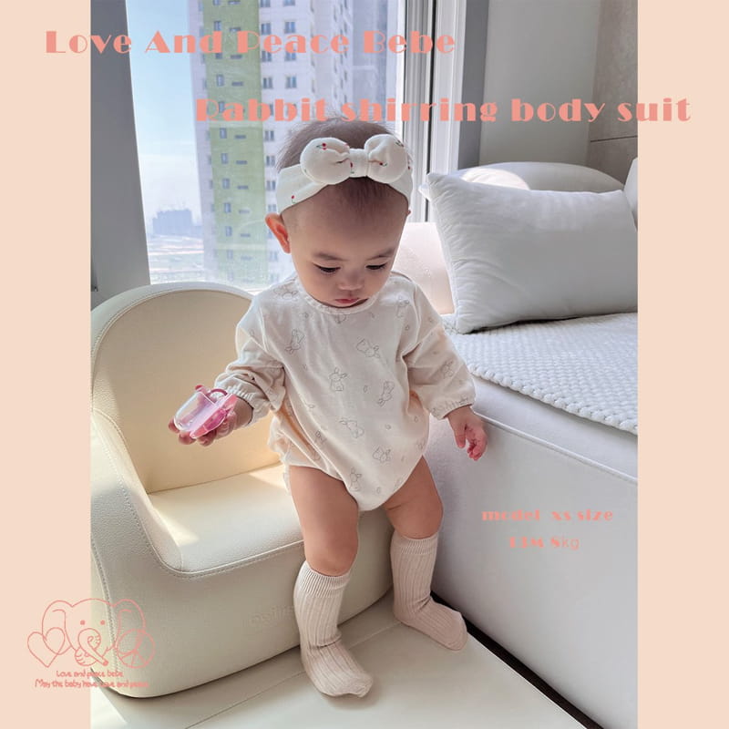 Love And Peace - Korean Baby Fashion - #babylifestyle - Rabbit Shirring Bodysuit - 9