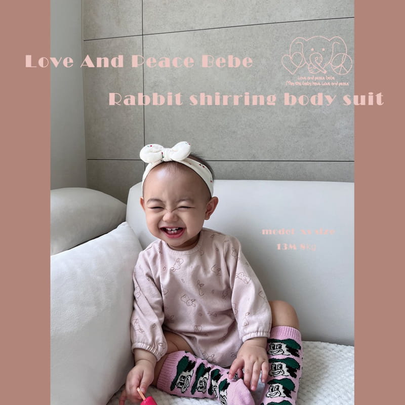 Love And Peace - Korean Baby Fashion - #babyootd - Rabbit Shirring Bodysuit - 11