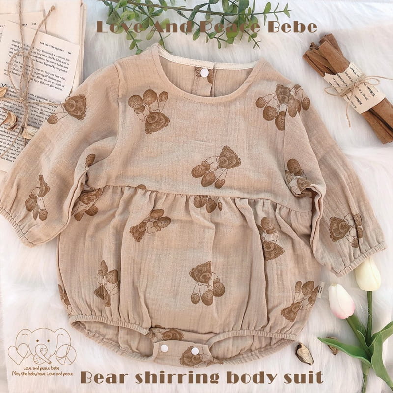 Love And Peace - Korean Baby Fashion - #babywear - Bear Shirring Bodysuit