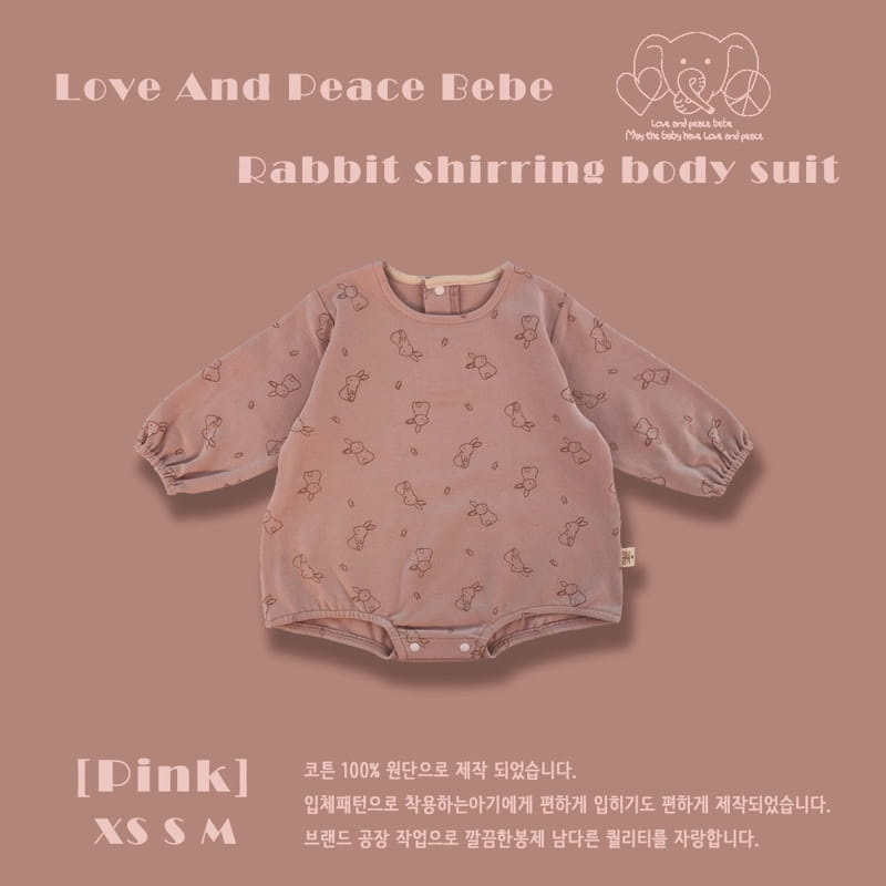 Love And Peace - Korean Baby Fashion - #onlinebabyshop - Rabbit Shirring Bodysuit