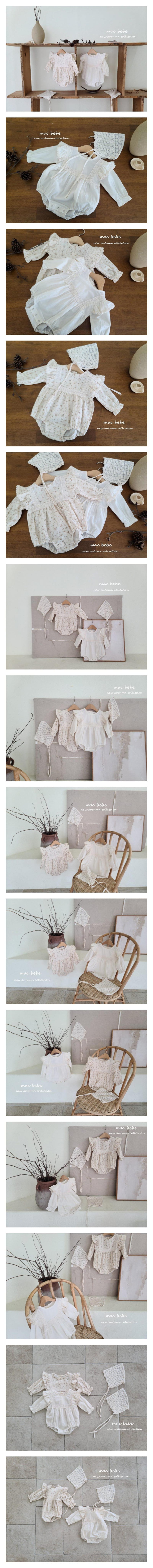 Mac - Korean Baby Fashion - #babyboutique - Lace Wing Bodysuit Bonnet Set