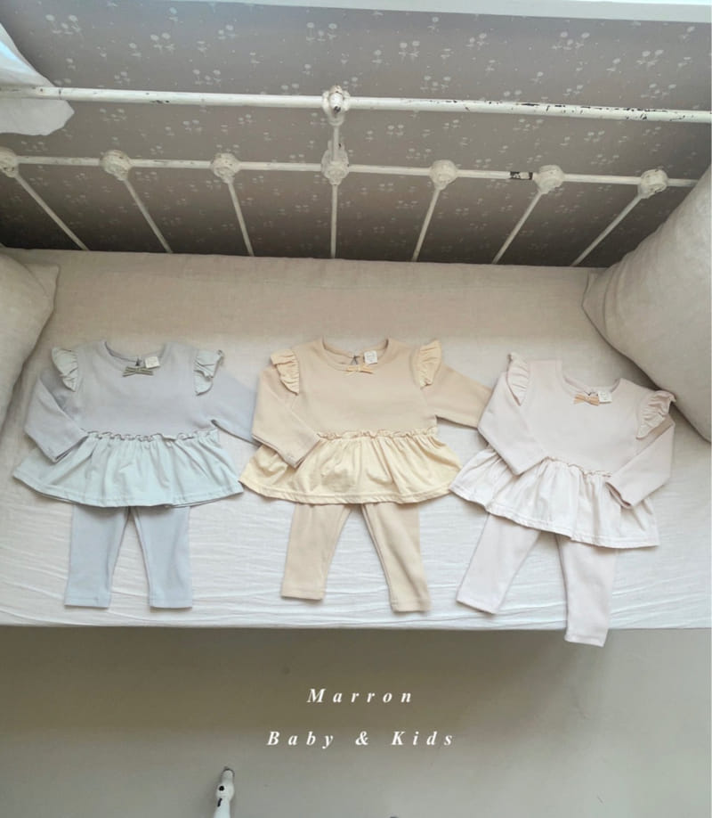 Marron Kid - Korean Baby Fashion - #babyboutique - Ribbon Top Bottom Set - 7