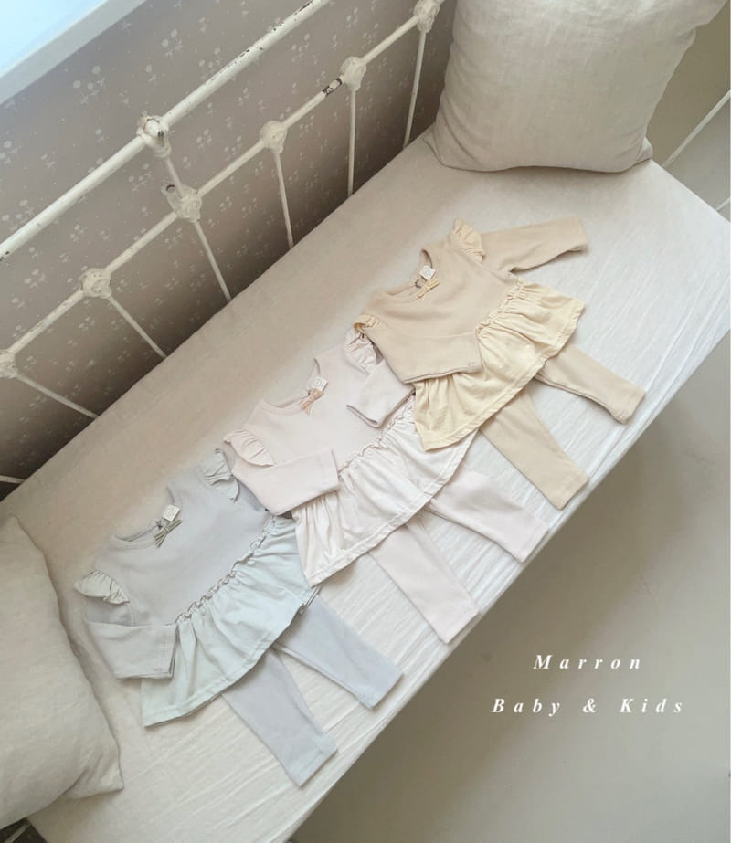 Marron Kid - Korean Baby Fashion - #onlinebabyshop - Ribbon Top Bottom Set - 5