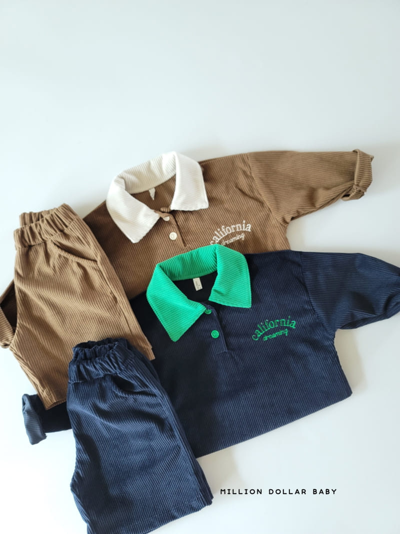 Million Dollar Baby - Korean Children Fashion - #childofig - Rib Collar Pants Top Bottom Set