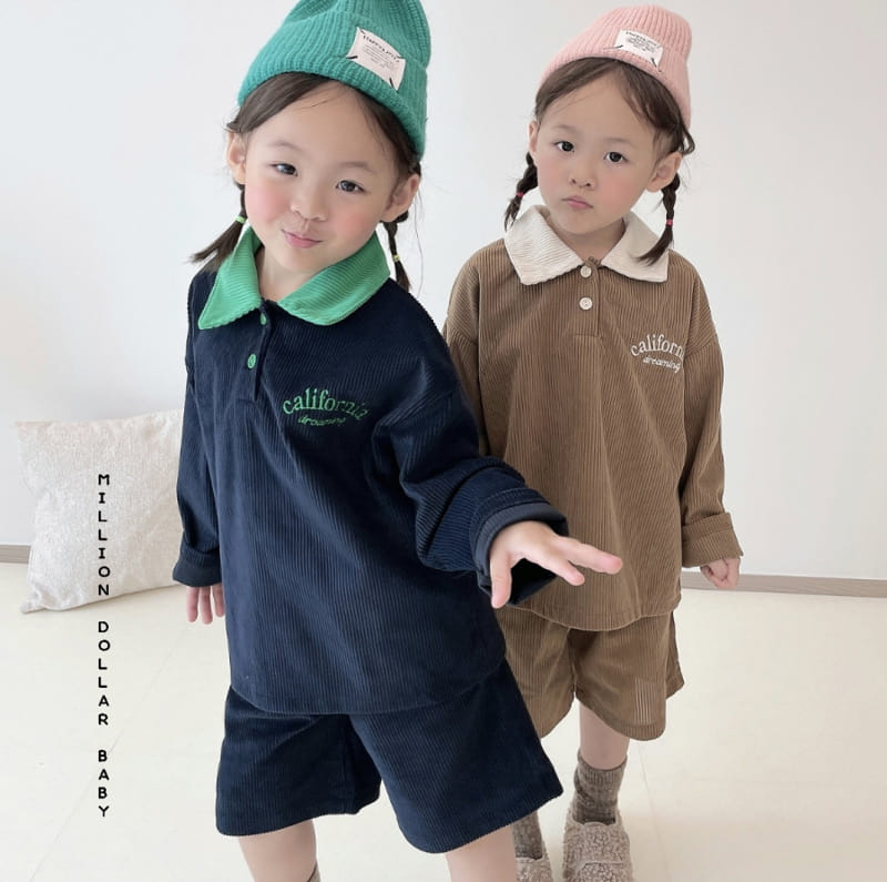 Million Dollar Baby - Korean Children Fashion - #fashionkids - Rib Collar Pants Top Bottom Set - 5