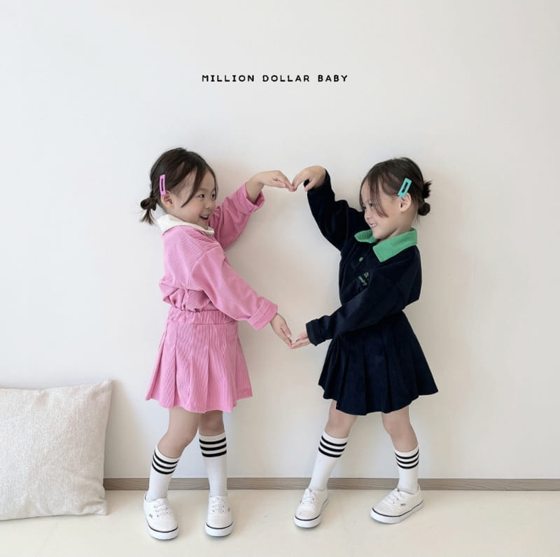 Million Dollar Baby - Korean Children Fashion - #kidsshorts - Rib Collar Skirt Top Bottom Set - 5