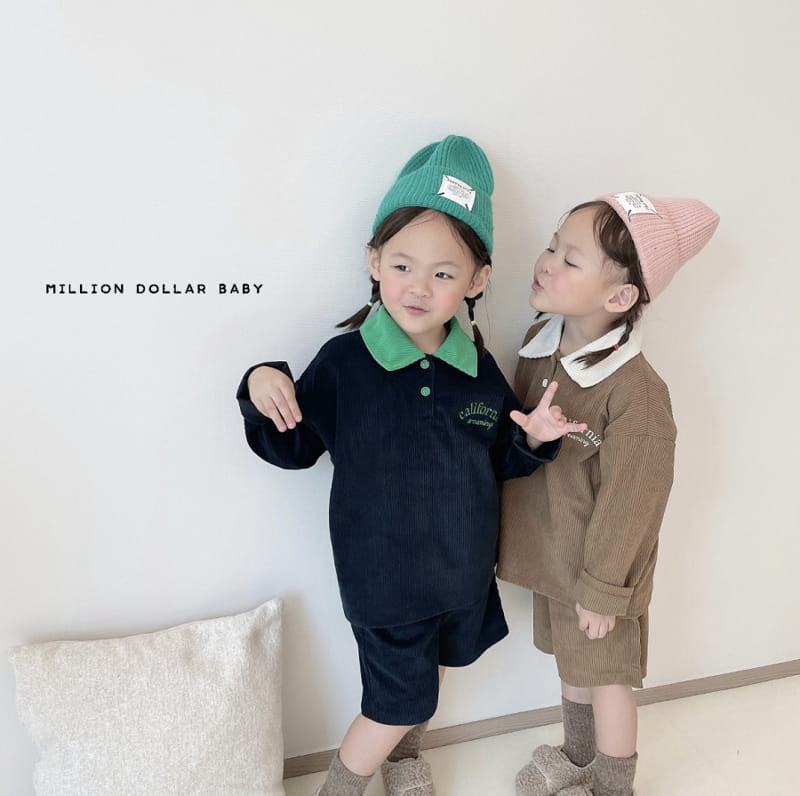 Million Dollar Baby - Korean Children Fashion - #kidsstore - Rib Collar Pants Top Bottom Set - 7