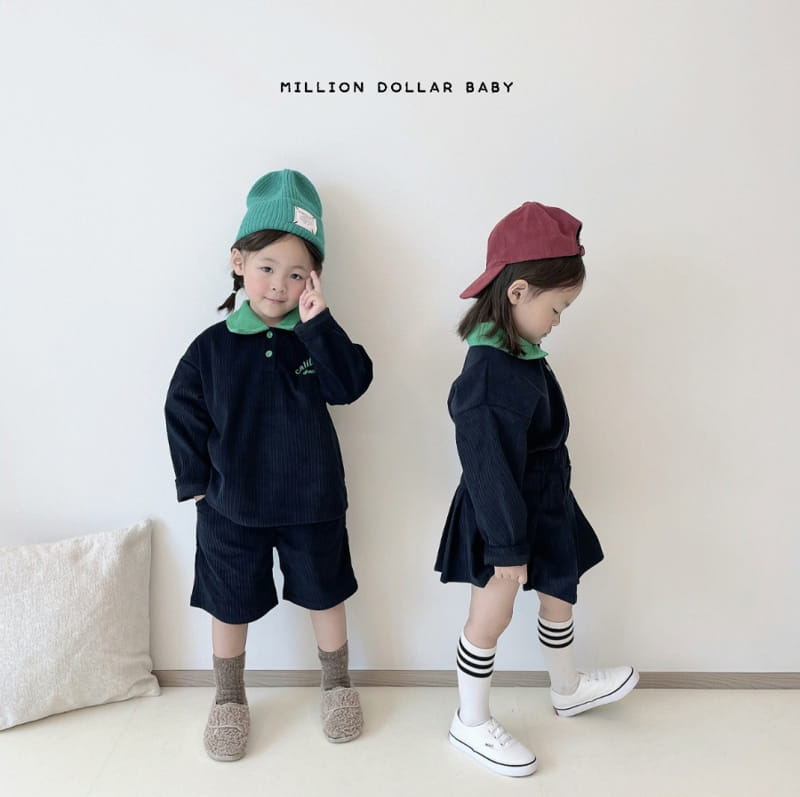 Million Dollar Baby - Korean Children Fashion - #kidsstore - Rib Collar Skirt Top Bottom Set - 6