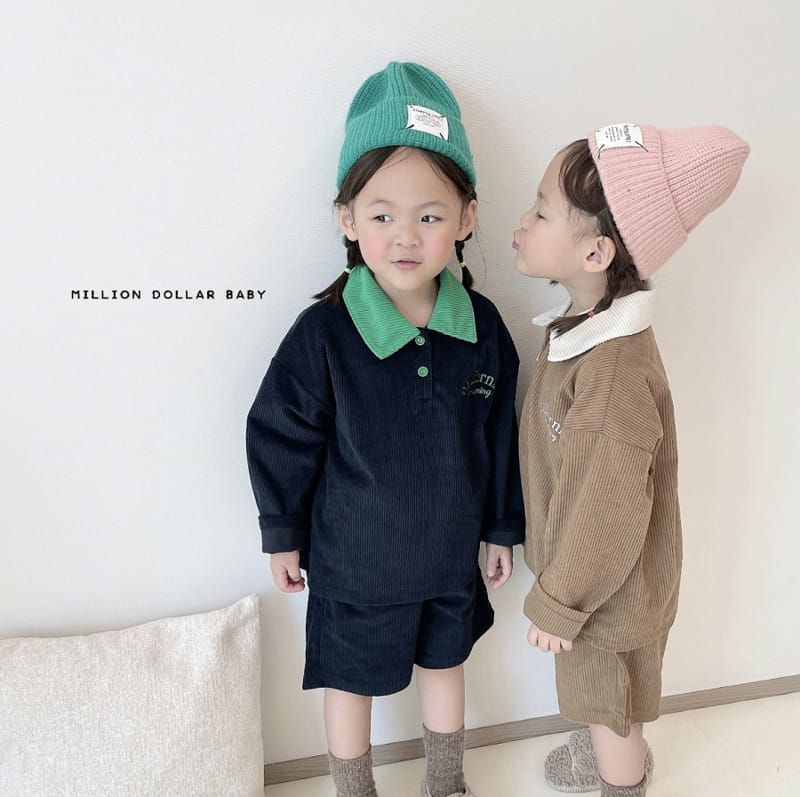 Million Dollar Baby - Korean Children Fashion - #kidzfashiontrend - Rib Collar Pants Top Bottom Set - 8