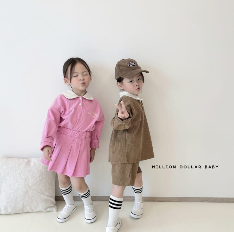 Million Dollar Baby - Korean Children Fashion - #littlefashionista - Rib Collar Pants Top Bottom Set - 10