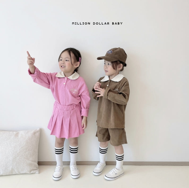 Million Dollar Baby - Korean Children Fashion - #magicofchildhood - Rib Collar Skirt Top Bottom Set - 10
