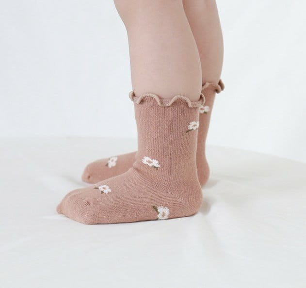 Miso - Korean Baby Fashion - #babyootd - Flower Shirring Socks - 6