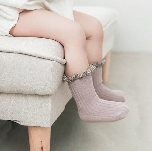 Miso - Korean Children Fashion - #kidzfashiontrend - Check Frill Socks - 4