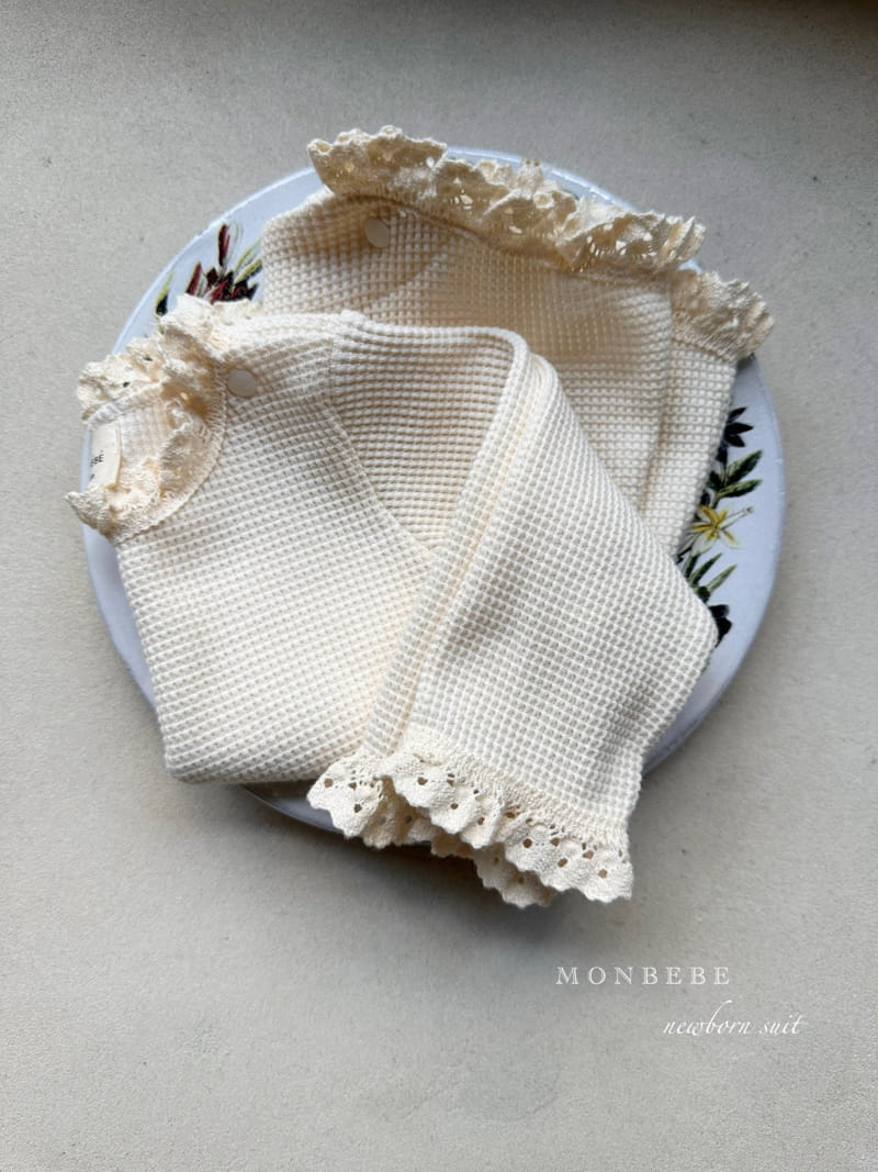 Monbebe - Korean Baby Fashion - #babyclothing - Waffle Bodysuit with Bonnet - 3