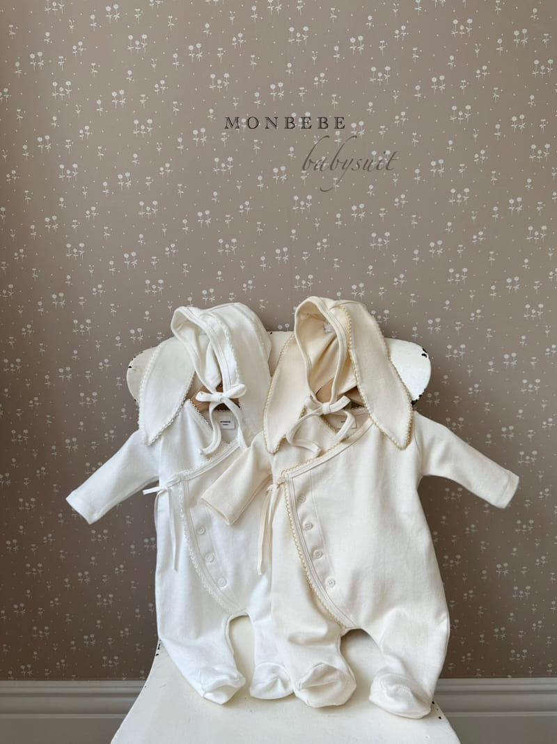 Monbebe - Korean Baby Fashion - #babyoutfit - Pin Coat Bunny Bodysuit with Bonnet - 7