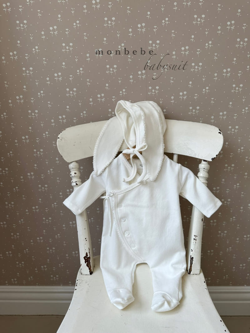 Monbebe - Korean Baby Fashion - #babyoutfit - Pin Coat Bunny Bodysuit with Bonnet - 8