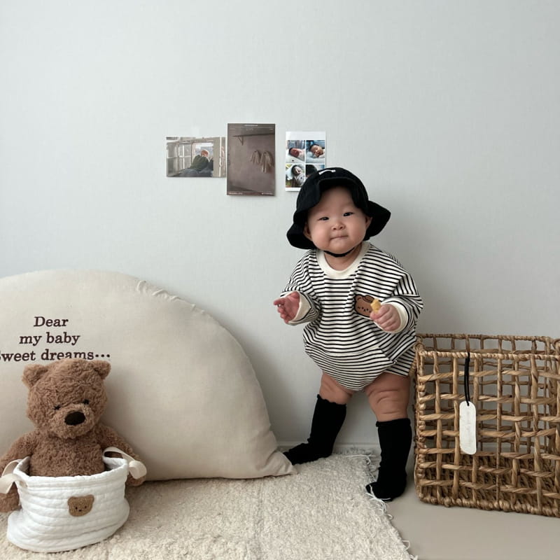 Moran - Korean Baby Fashion - #onlinebabyboutique - Pocket Bear Bodysuit - 9