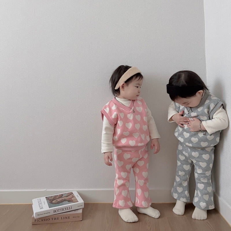 Moran - Korean Children Fashion - #childrensboutique - Heart Top Bottom Set - 12