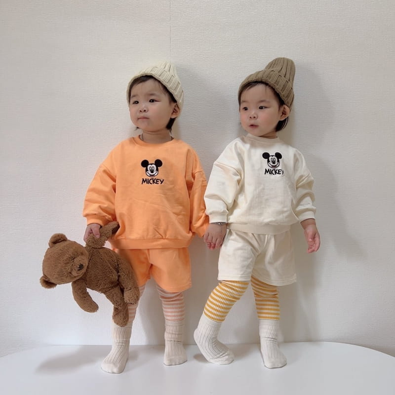 Moran - Korean Children Fashion - #kidsshorts - Embrodiery M Top Bottom Set - 3