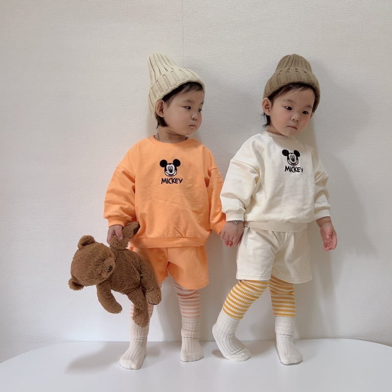 Moran - Korean Children Fashion - #kidsshorts - Embrodiery M Top Bottom Set - 4