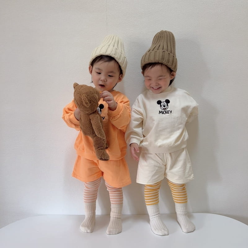 Moran - Korean Children Fashion - #toddlerclothing - Embrodiery M Top Bottom Set - 12