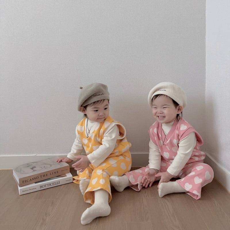 Moran - Korean Children Fashion - #toddlerclothing - Heart Top Bottom Set - 9
