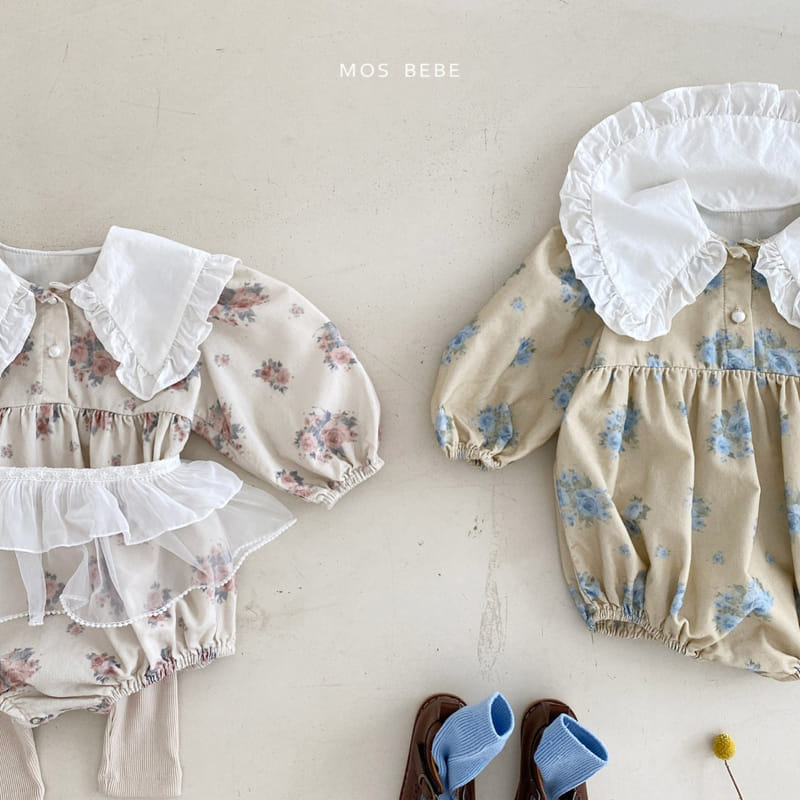 Mos Bebe - Korean Baby Fashion - #onlinebabyboutique - Rose Big Collar Bodysuit - 2