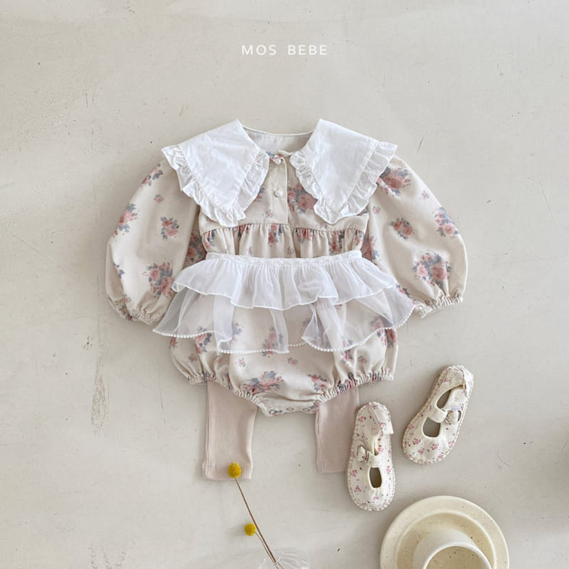 Mos Bebe - Korean Baby Fashion - #onlinebabyshop - Rose Big Collar Bodysuit - 3