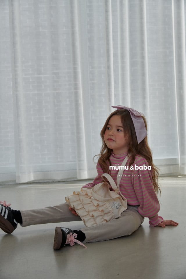 Mumunbaba - Korean Children Fashion - #kidsshorts - Puff Stripes Tee - 8