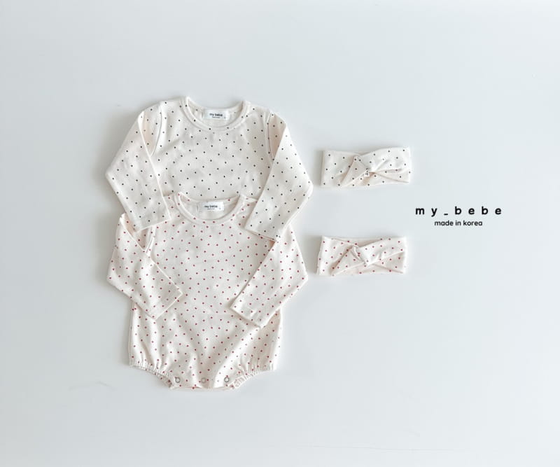 My Bebe - Korean Baby Fashion - #babyoutfit - Hairbanf Bodysuit Set