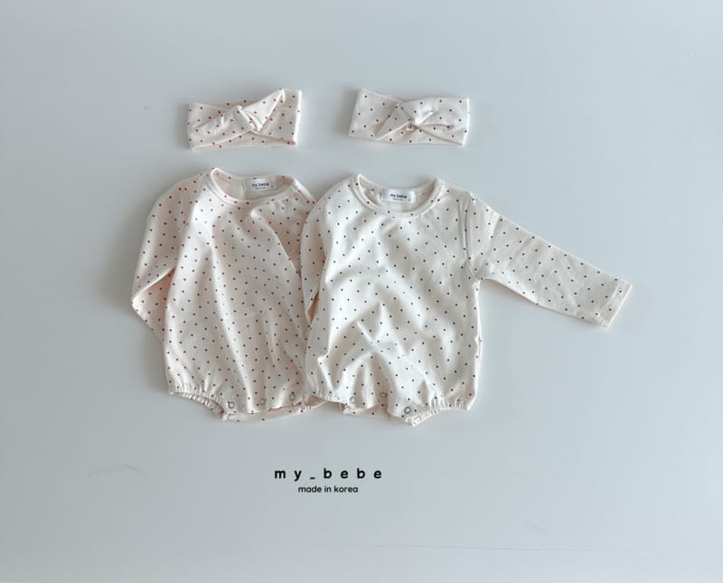 My Bebe - Korean Baby Fashion - #babyoutfit - Hairbanf Bodysuit Set - 2