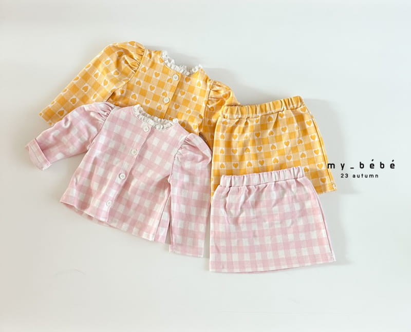 My Bebe - Korean Baby Fashion - #babyoutfit - Jacquard Top Bottom Set - 3