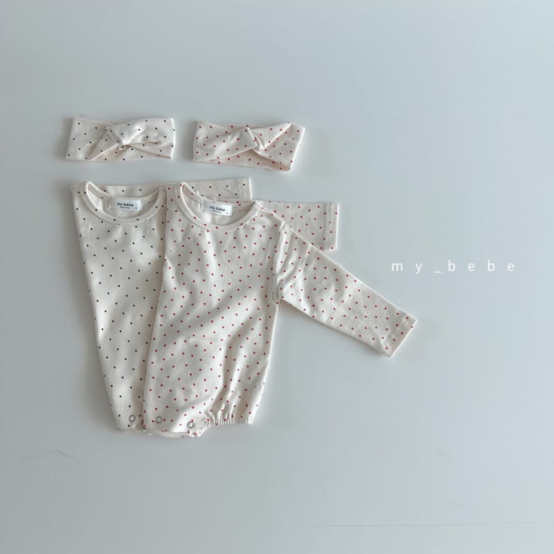 My Bebe - Korean Baby Fashion - #babywear - Hairbanf Bodysuit Set - 3