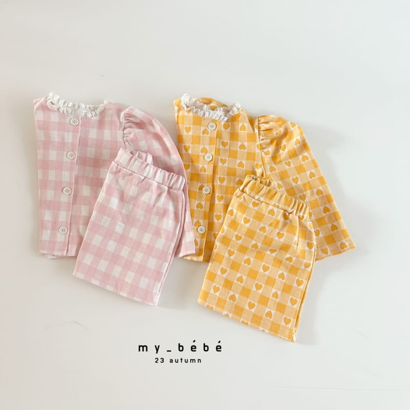 My Bebe - Korean Baby Fashion - #babyoutfit - Jacquard Top Bottom Set - 4