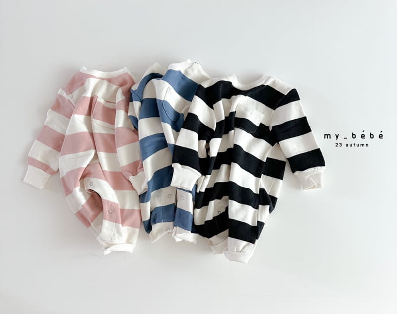 My Bebe - Korean Baby Fashion - #onlinebabyboutique - Fall Stripes Bodysuit - 3