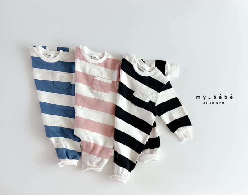 My Bebe - Korean Baby Fashion - #onlinebabyboutique - Fall Stripes Bodysuit - 4