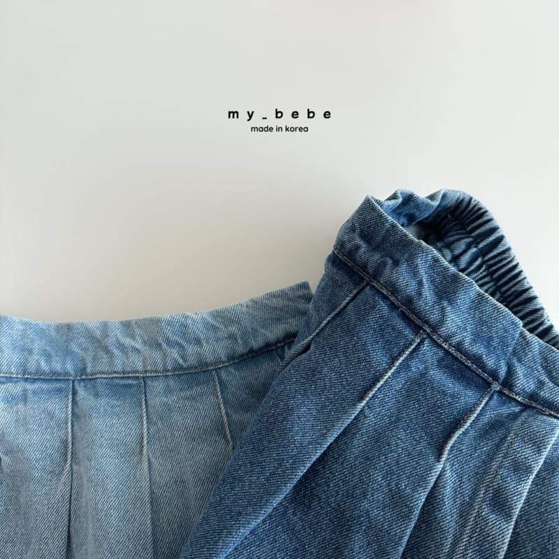 My Bebe - Korean Children Fashion - #Kfashion4kids - Denim Wrinkle Skirt Pants - 12